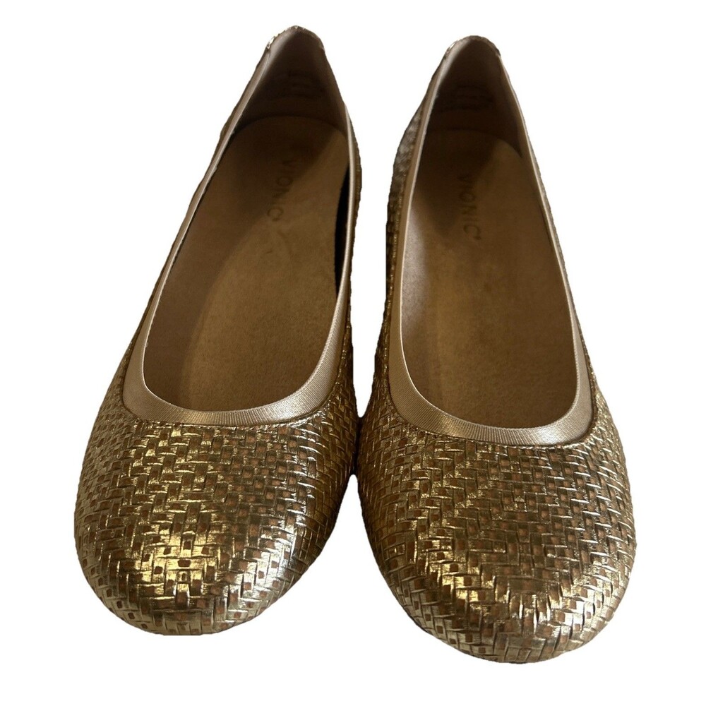 Vionic Gold Woven Ballet Flats - Picture 6 of 15